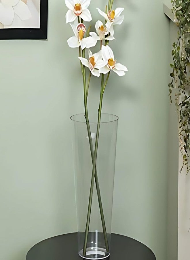 Oasis Decorative Acrylic Unbreakable Classic Flower Vases for Table Centerpiece, Home Decor, Floral Arrangement, Office, Events, Gifting & More - Conical Clear - Image 1